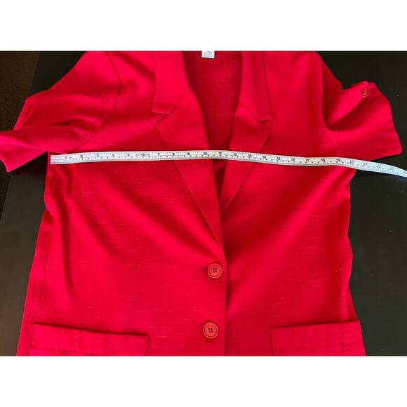 Vintage Briggs 90s Short Sleeve Red V Neck 2 Button Blazer Sz10 - Picture 6 of 12